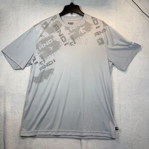 AND1 T-Shirt Mens Size Large Gray All Over Print Performance Athletic 90s